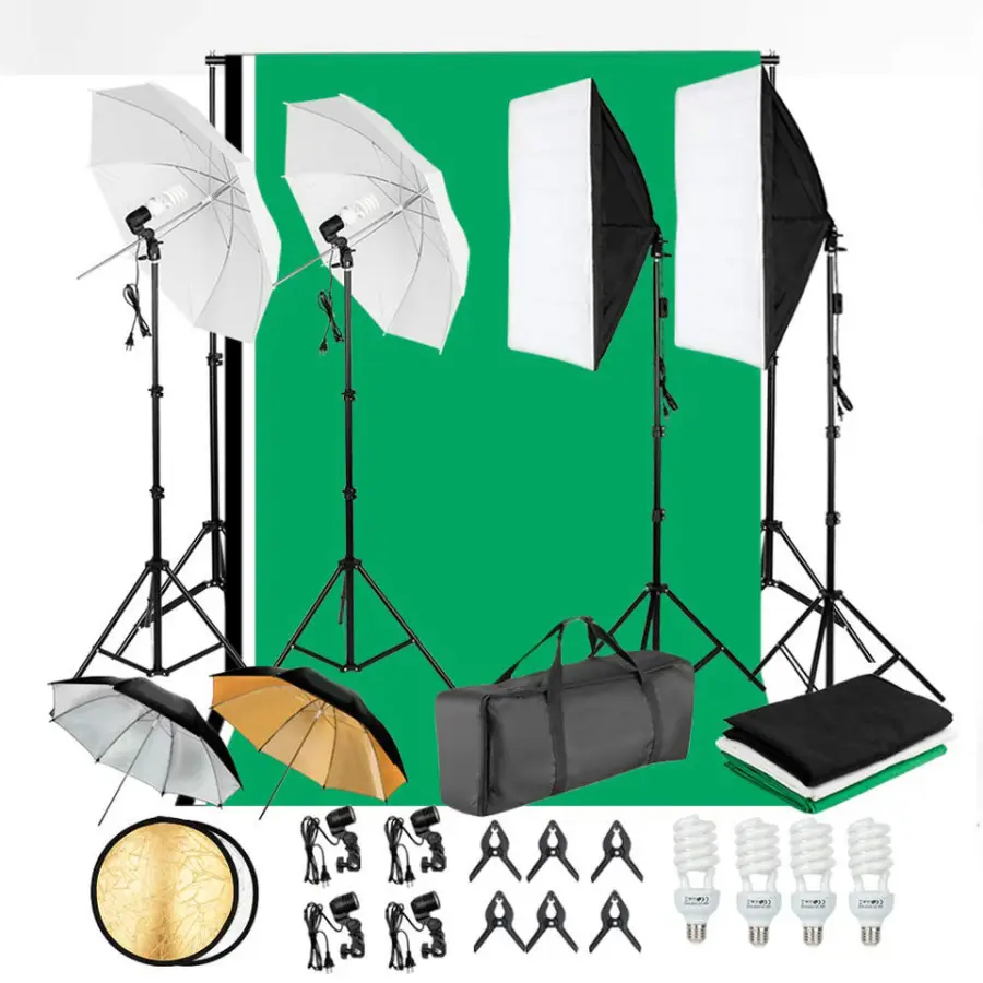 Full Photo Studio Equipment Set Backdrop Stand 5 in 1 Reflector Photography Accessories Lighting Kit Umbrella Soft Box S — view 1