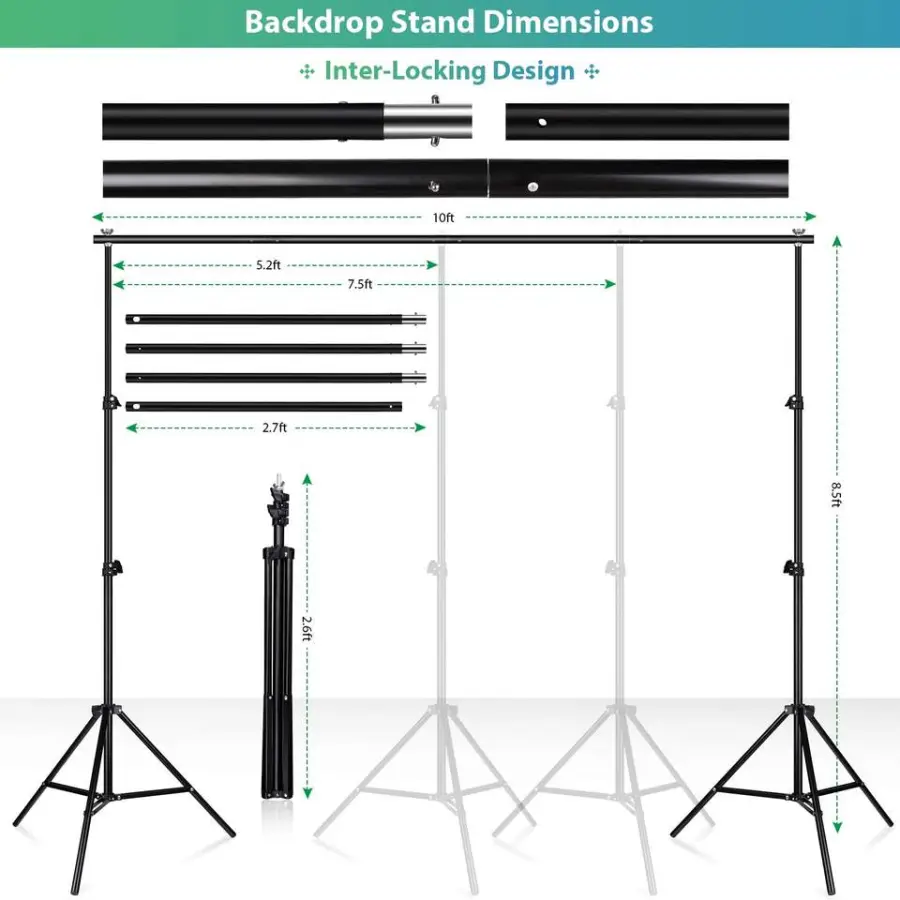 Fotografia Photo Shoot Lighting Kit Softbox Umbrella Polyester Backdrop Background Stand Full Photography Studio Light Set — image 6