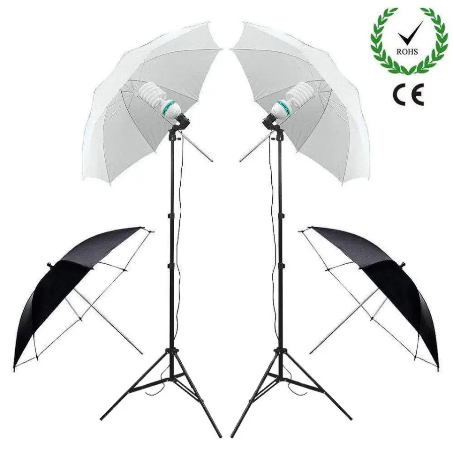 Studio Lighting Kit Set Green Black White Backdrop White Gold Umbrella and Reflcetor Photography Accessories — image 3