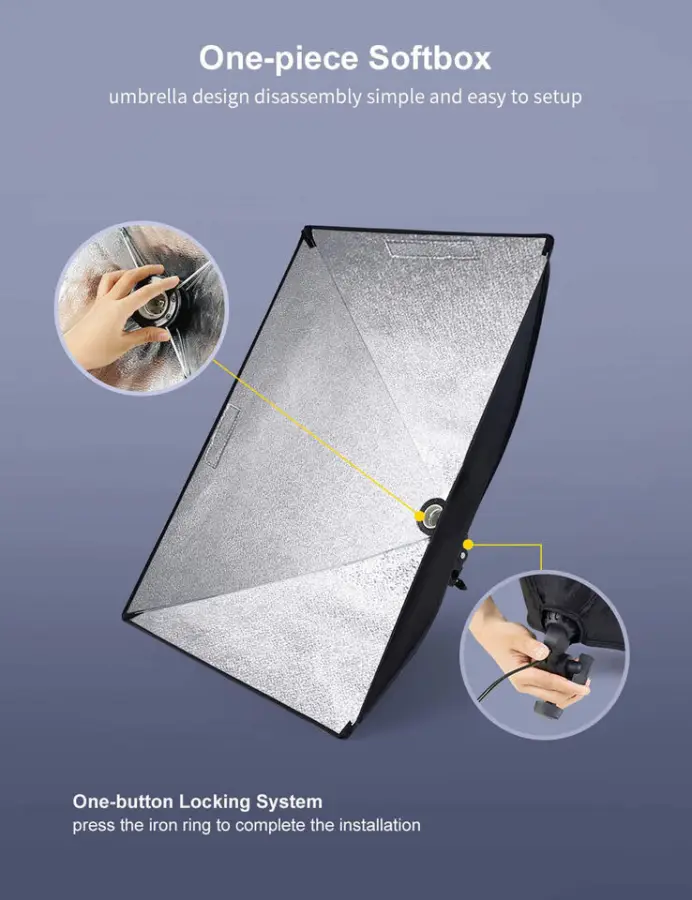 Photo Studio Equipment Softbox 50*70 cm with E27 EU Plug LED Photography Lighting Foldable Soft Box 2.1m Tripod Stand — image 4