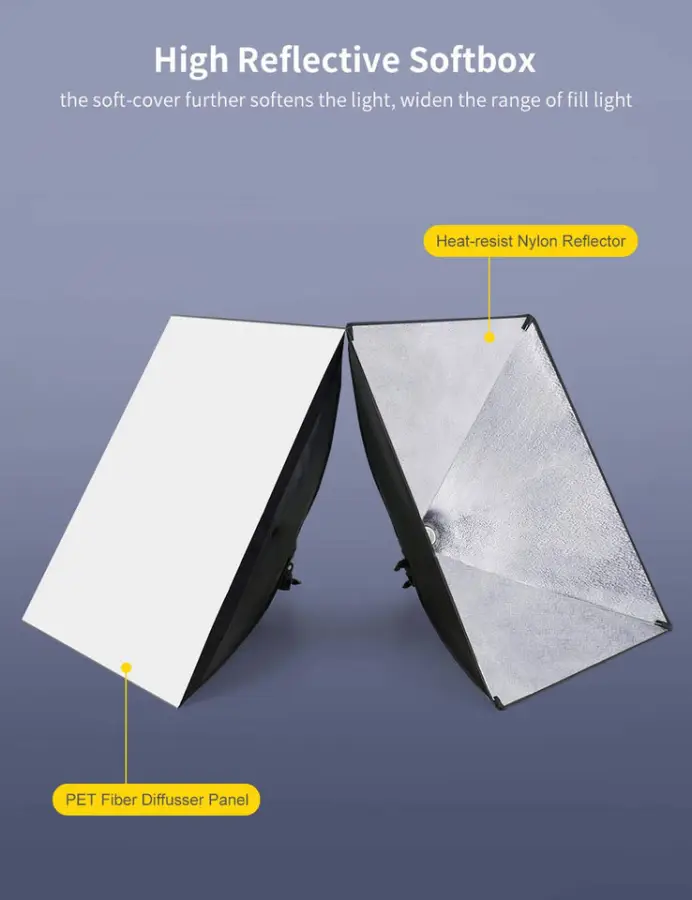 Photo Studio Equipment Softbox 50*70 cm with E27 EU Plug LED Photography Lighting Foldable Soft Box 2.1m Tripod Stand — image 5