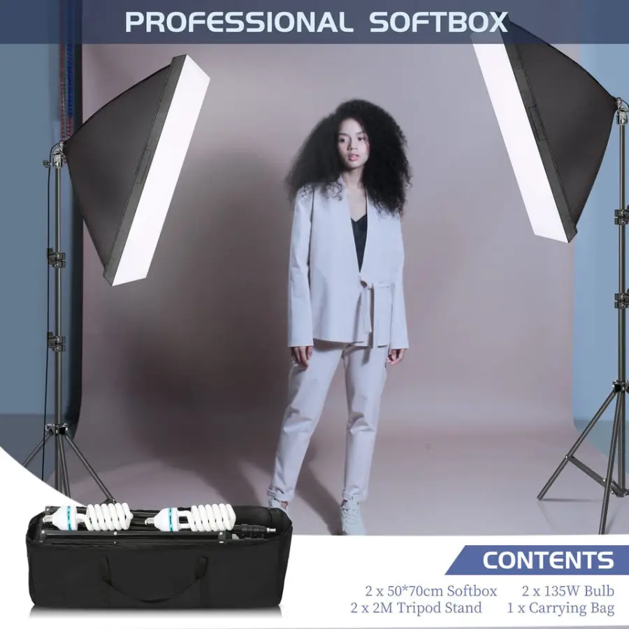 Tianmei Photographic Video Studio Photo Softbox Continuous Light E27/E26 Easy Folded 50x70cm 20x28 Inch Soft Light Box — image 3