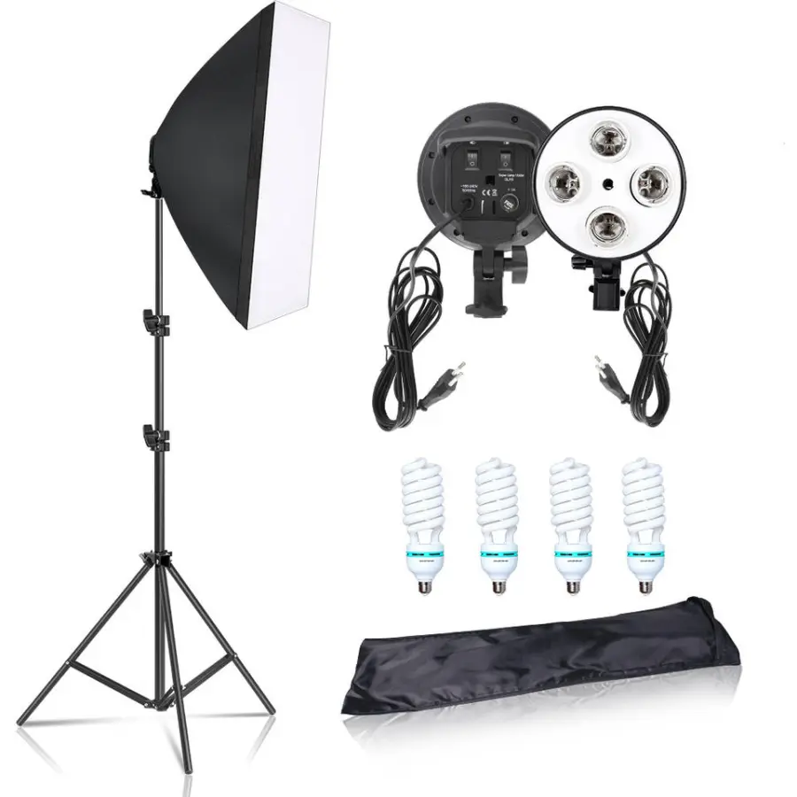 Professional Photography Equipment 50*70 cm Rectangle Soft Box Photo Video Studio 4 Lamp Socket Softbox — view 1