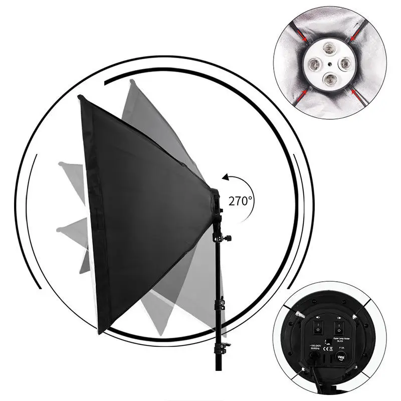 Professional Photography Equipment 50*70 cm Rectangle Soft Box Photo Video Studio 4 Lamp Socket Softbox — image 4