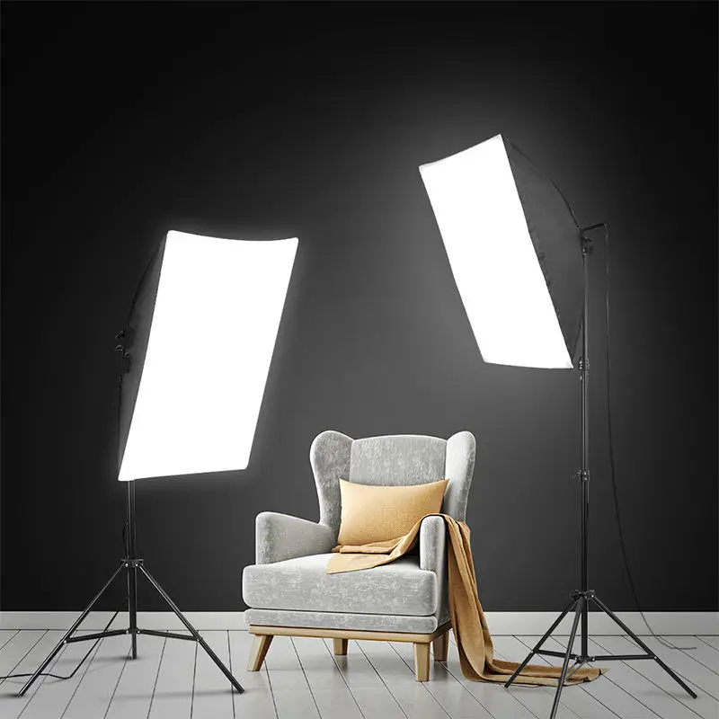 Photo Video Studio 50*70 cm Softbox Easy Folded Continuous Lighting Diffuser 4 in 1 E27 Socket Lamp Holder — image 3