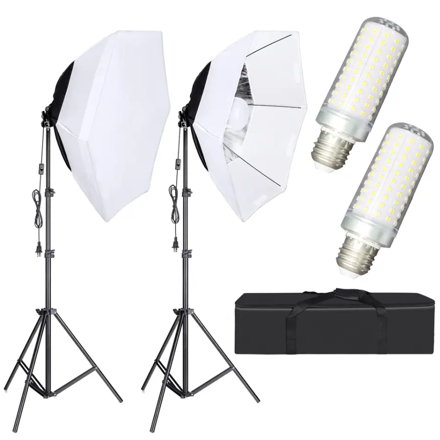 Photography Studio Lighting Kits Set E27 LED 20W Bulb 5000k Cold White Light Diameter 70CM Octagon Soft Box Lighting Kit — view 1