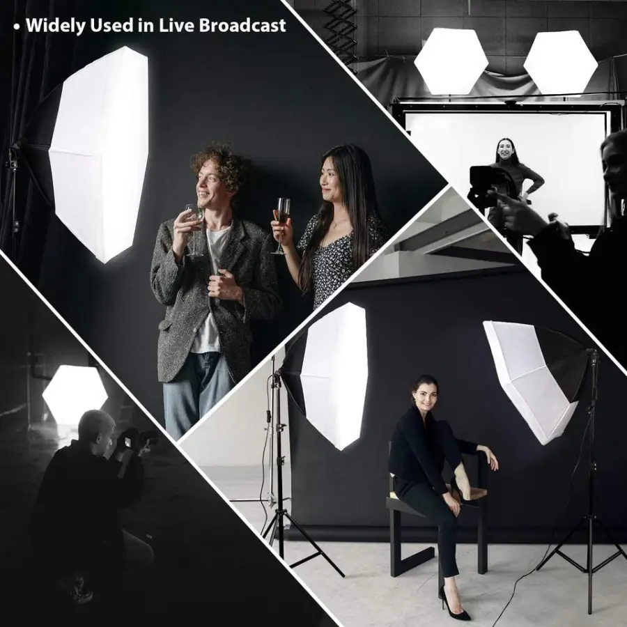 Photography Studio Lighting Kits Set E27 LED 20W Bulb 5000k Cold White Light Diameter 70CM Octagon Soft Box Lighting Kit — image 5