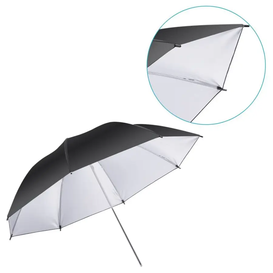 Black Silver Umbrella 33" 84cm Photography Speedlite Flash Light Reflector Umbrella Shoe Mount B-Type Brackets — image 5