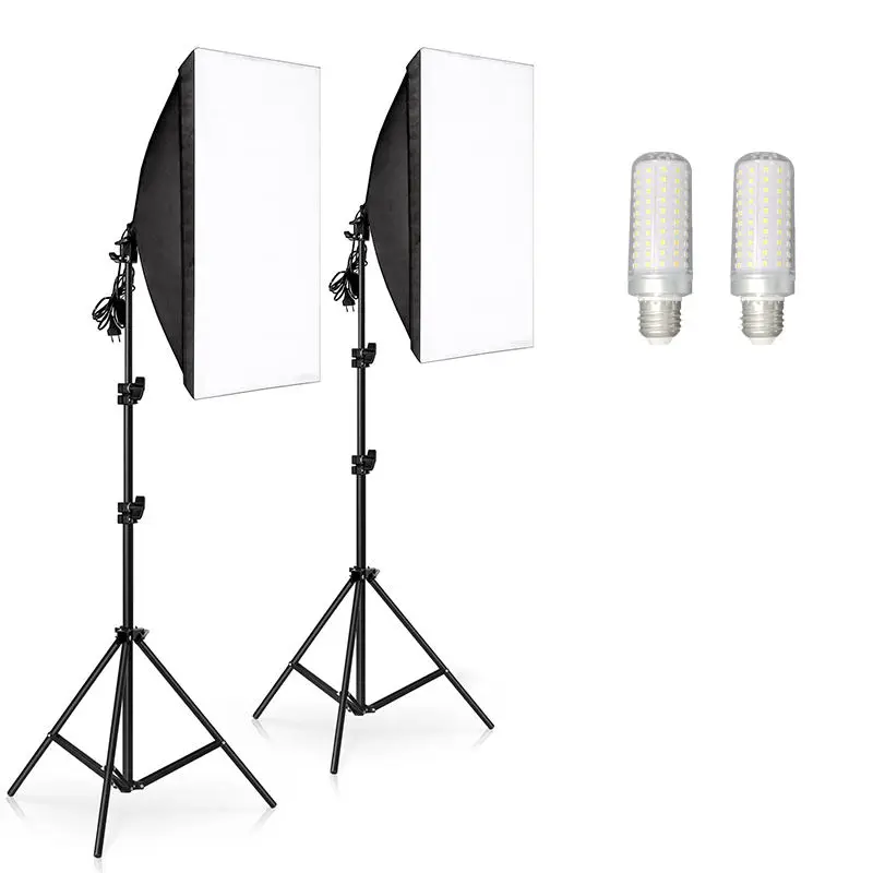 Photo Studio Equipment Softbox 50*70 cm with 2.1m Tripod Stand LED Corn Bulb Lighting Foldable Soft Box for Photography — view 1