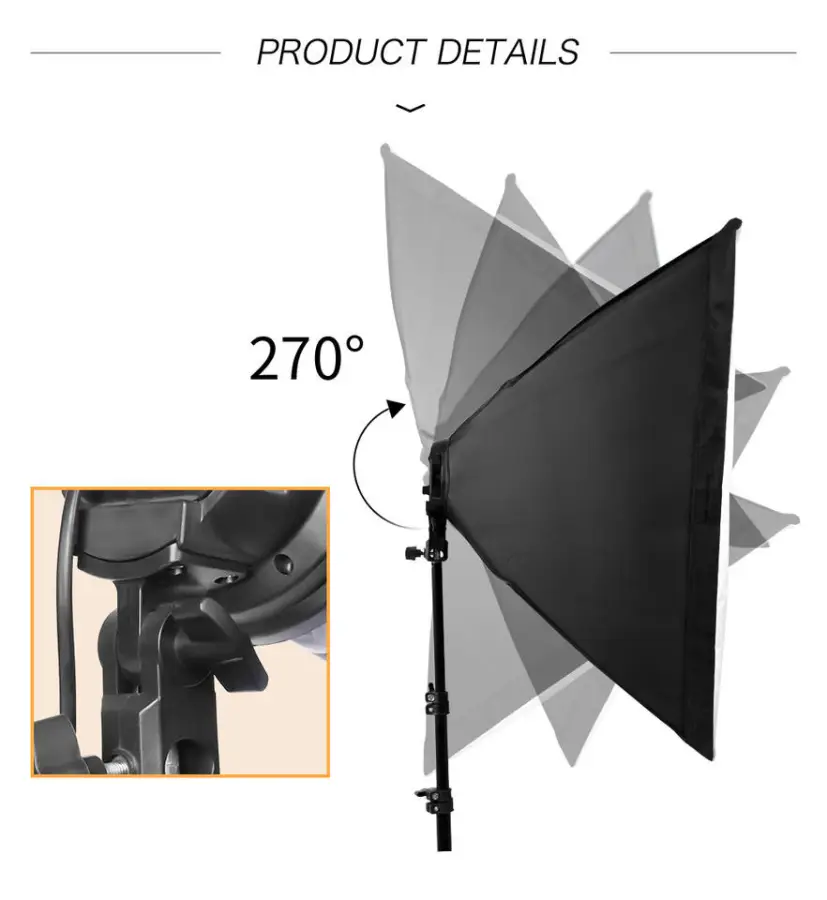 50*70cm Photo Studio Softbox 4 E27 Lamp Holder Socket Photographic Equipment Soft Box Kit with 2.1m Tripod — image 7