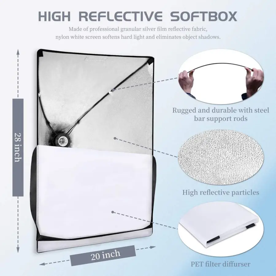 Photo Studio Equipment Softbox 50*70 cm with 2.1m Tripod Stand LED Corn Bulb Lighting Foldable Soft Box for Photography — image 5