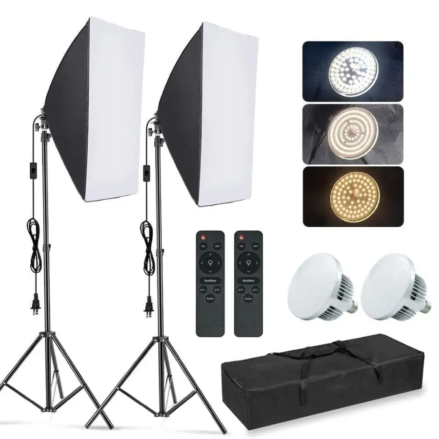 Softbox Set 50*70cm Remote Control 85W LED Bulb 2.1m Tripod Stand Carry Bag Soft Light Box Kit for Photography Video — view 1