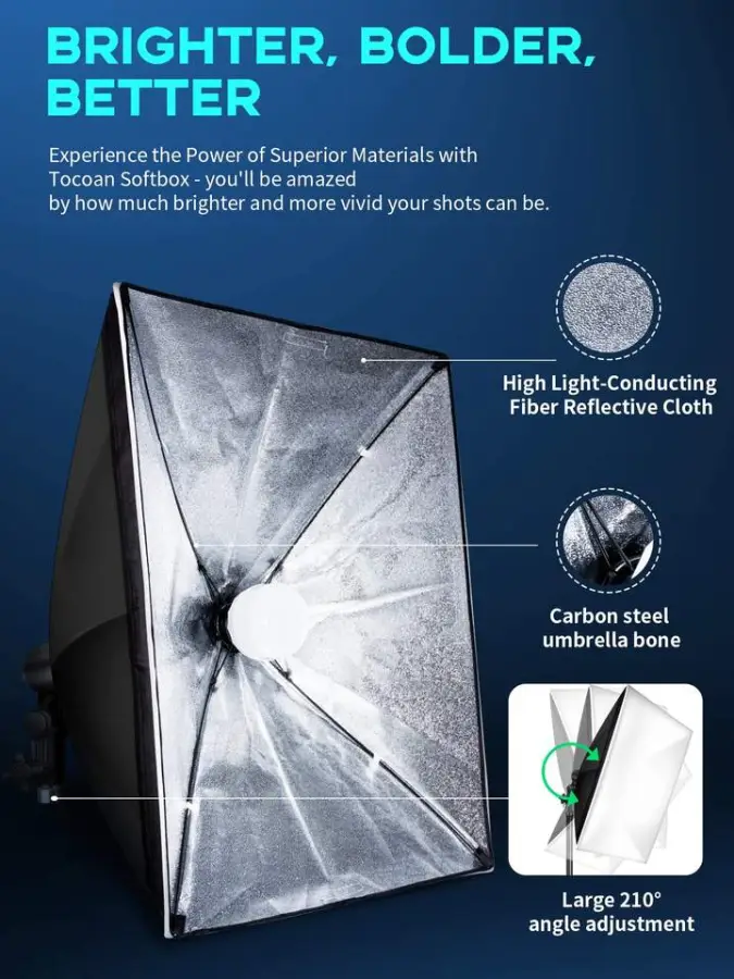 Softbox Set 50*70cm Remote Control 85W LED Bulb 2.1m Tripod Stand Carry Bag Soft Light Box Kit for Photography Video — image 5