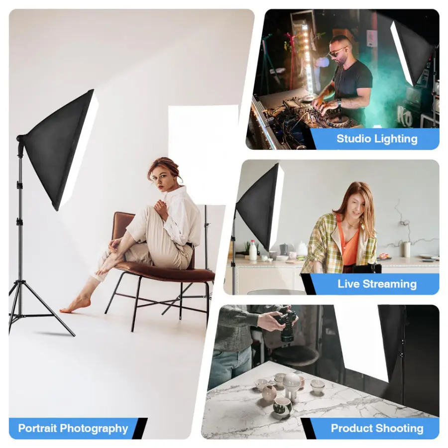 Softbox Set 50*70cm Remote Control 85W LED Bulb 2.1m Tripod Stand Carry Bag Soft Light Box Kit for Photography Video — image 7