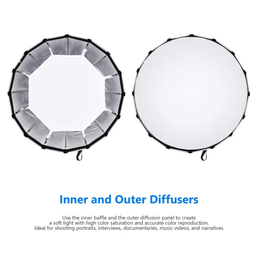 Tianmei's Choice Quick Set up 70 90 120 cm Bowen's Mount Photography Parabolic Soft Box for Godox Neewer GVM Aputure Amaran — image 4