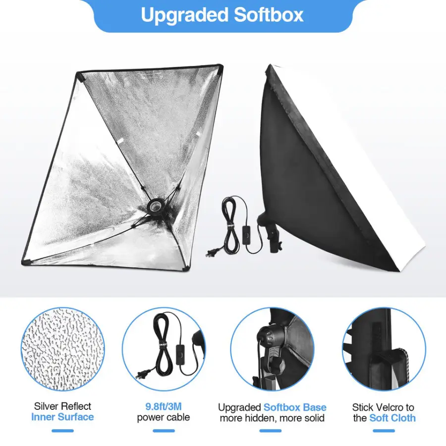 50*70 cm Softbox Set LED 85W Photography Bulb 3200-5600k Remote Control Softbox With Tripod Stand — image 4