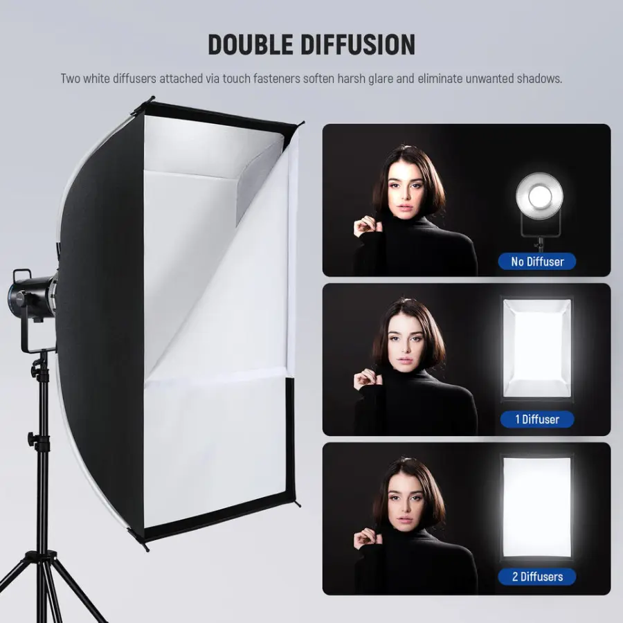 Rectangular Softbox 60*60cm 60*90cm 80*120cm Foldable Quick Release Bowens Mount Softbox with Grid for Photography Video — image 2