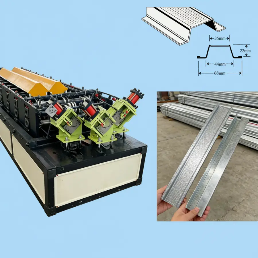 3 in 1 Metal Keel Roll Forming Machine Perforated Omega C Channel UW Steel Frame Stud and Track Making Machine — view 1