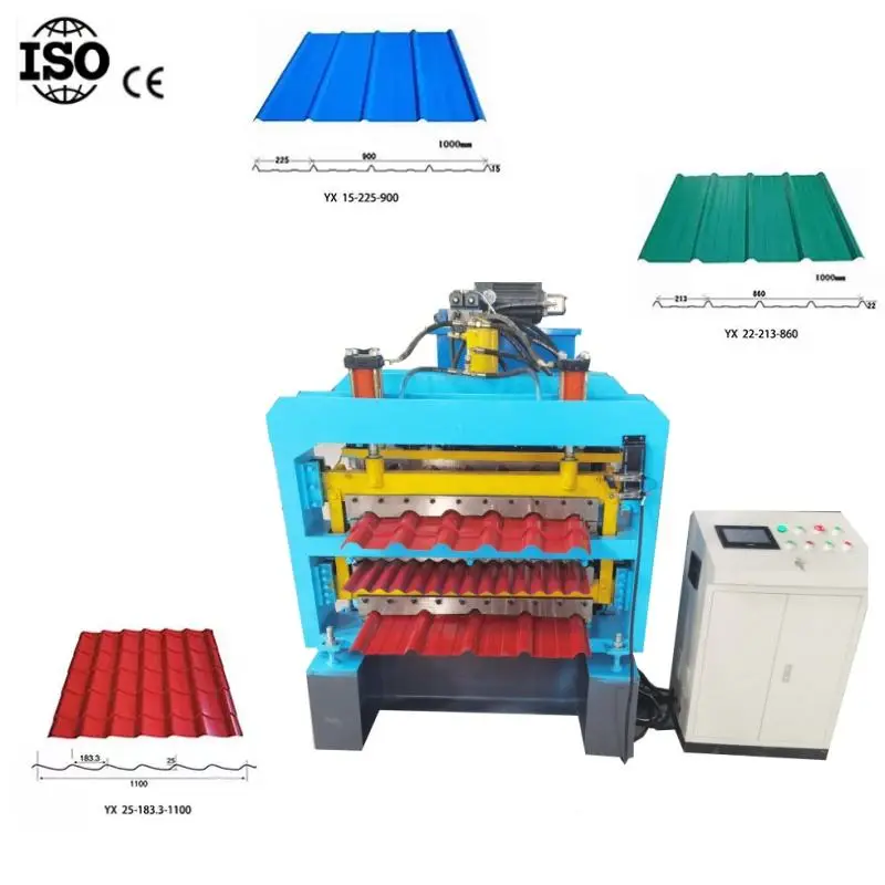 Three Layers Trapezoidal Tile Roll Forming Machine Roll Forming Machine — view 1