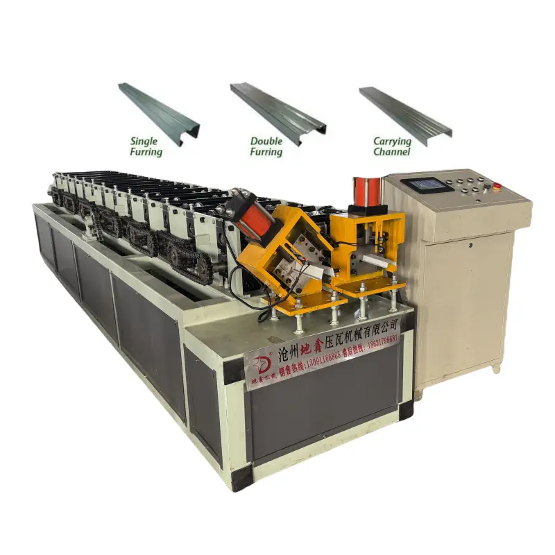 Dixin C Channel Stud Track Light Steel Keel Roll Forming Machine with PLC Control Motor Gear Bearing for Roof Wall Production — image 3