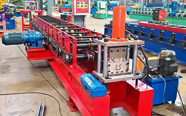 Full Automatic Steel Supermarket Shelves Storage Rack Upright Pillar Roll Forming Machine — image 4
