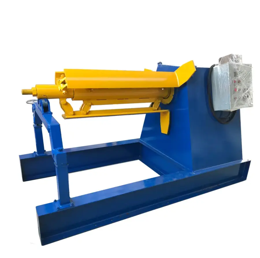 Roll Forming Machine Coil Winder 5 Tons Hydraulic Decoiler With Loading Car — image 3
