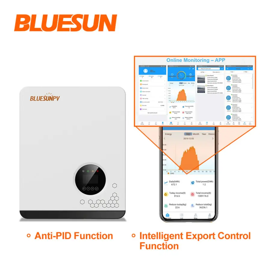 Bluesun Home Use 8000w 7kva Solar Inverter Single Phase Mppt Grid Tie Solar Inverter with Wifi Monitor — image 7
