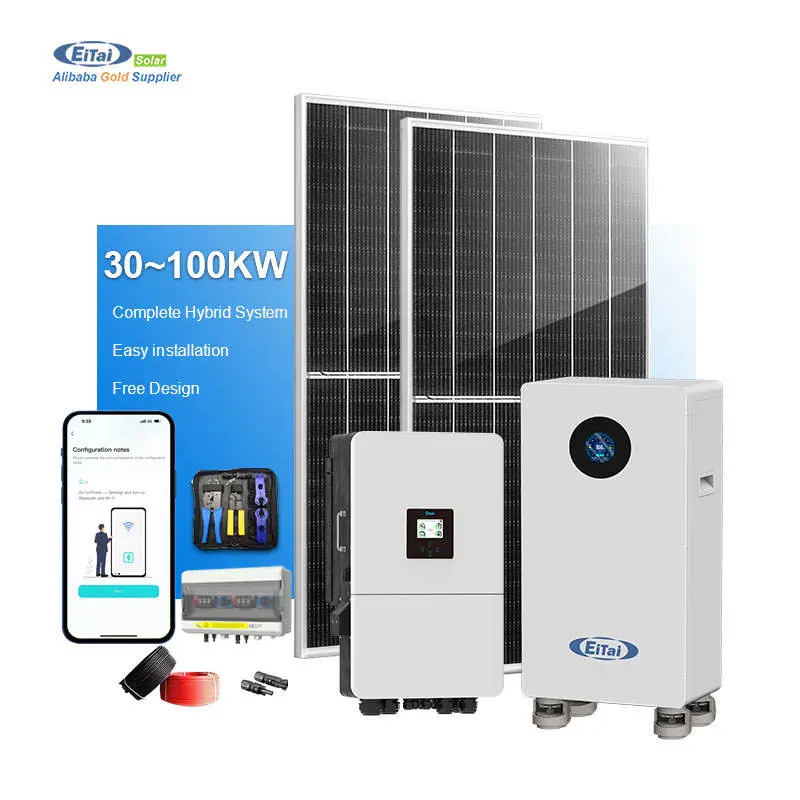 EITAI Hybrid on Grid 30kw to 100kw Photovoltaic Solar Power Panels Complete Energy System Kit with MPPT Controller for H — view 1