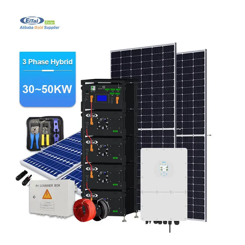 Placa Hibrid 30 Kw Hybrid Solar Panels and Power Hybrid Inverter Complete Full Set Kit System With Batteries Kits — view 1