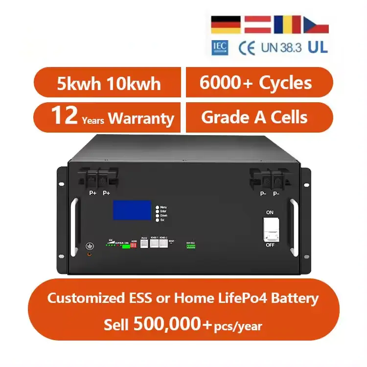 6000 Cycle Rack Mount 5kwh 10kw Solar Lithium Ion Battery 51.2V Lifepo4 100Ah 150Ah 300Ah 200Ah 48V 51.2V Off-Grid Stackable — image 4