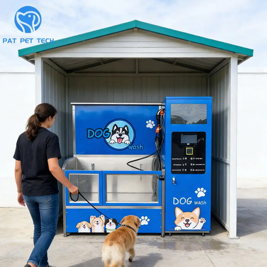 PATPET Outdoor 304 Dog Wash Kiosk Stainless Steel Pet Grooming Bathtub Self-Service Machine with Advertising Screen — image 7