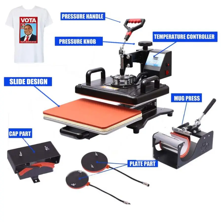 MIDA Most Popular 5 in 1 Combo Multi-function Sublimation Heat Press Machine Digital Heat Press Machine for Mug T Shirt Hats — image 5