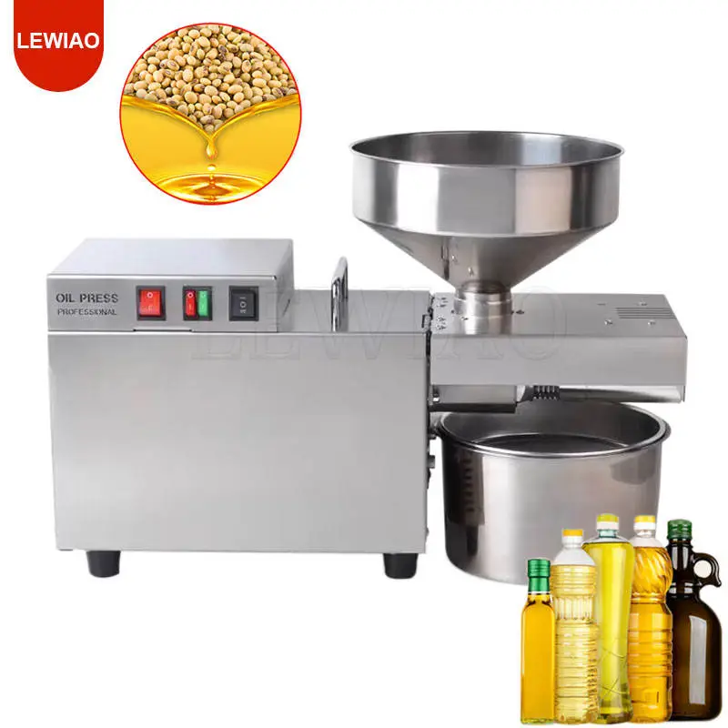 New Stainless Steel Oil Press Household Commercial Small Full Automatic Hot and Cold Domestic Oil Press Low Noise — view 1