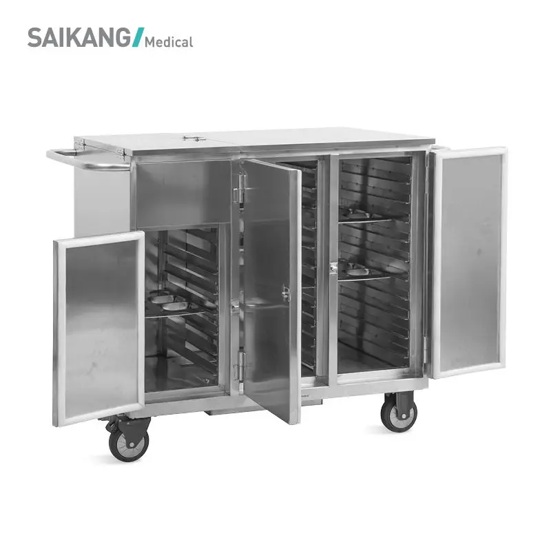 SKH012 304 Stainless Steel Sealed Electric Heating Disinfect Hospital Meal Serving Food Trolley Supplier — image 3