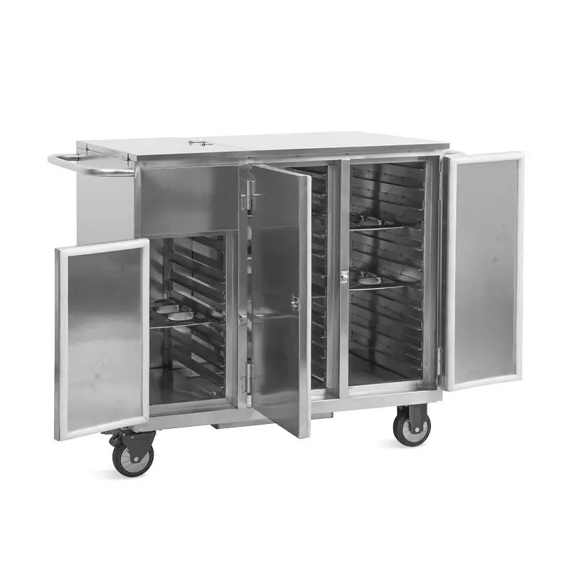 SKH012 304 Stainless Steel Sealed Electric Heating Disinfect Hospital Meal Serving Food Trolley Supplier — image 5