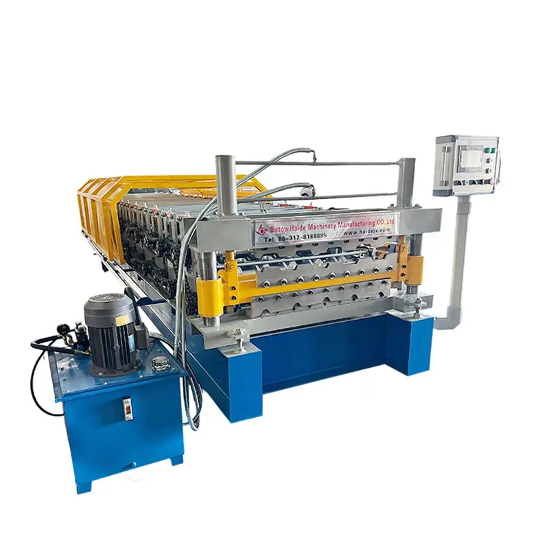 Haide Double Layer Roll Forming Machines Iron Roof Panel Roll Trapezoid Corrugated Ibr Roof Roll Forming Machine — image 5