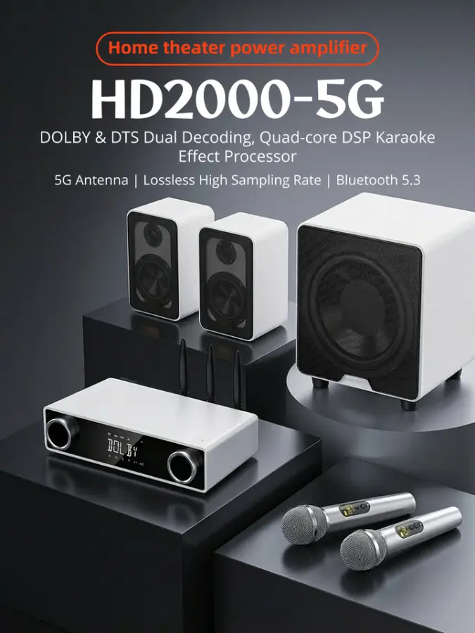 2025 New 5.1 Channel 5G Wireless Audio System Connects to the Home Audio and Video Set with a Wireless Microphone Hifi Speakers — image 2