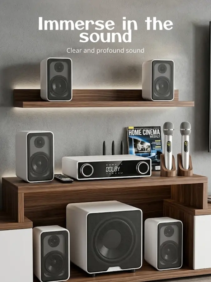 2025 New 5.1 Channel 5G Wireless Audio System Connects to the Home Audio and Video Set with a Wireless Microphone Hifi Speakers — image 4