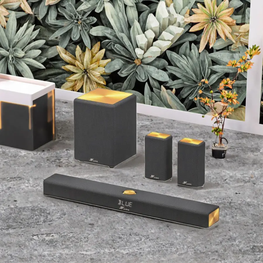 JY AUDIO 5.1 Channel Full Wireless Aluminium Home Audio Theater System 31.5-inches Smart Soundbar Speaker 2 Surround Speakers — image 4