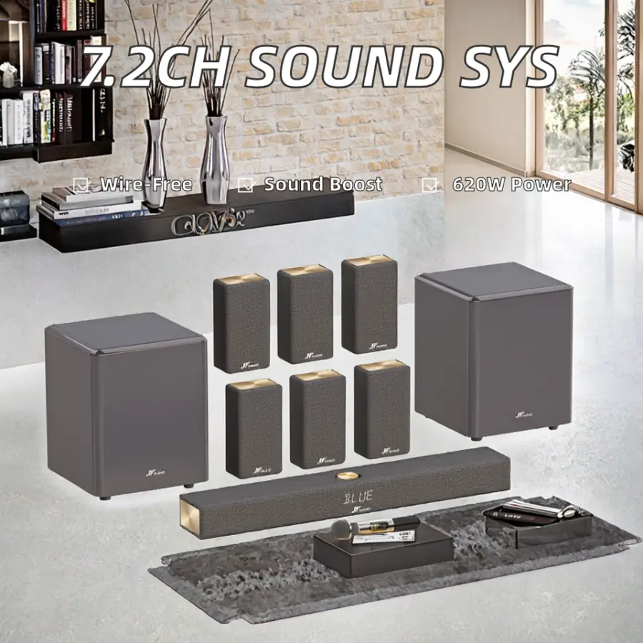 JY AUDIO 7.2 INCH Aluminium Surround Sound System with Subwoofer Wireless Home Theater for Smart TVs Peak Power 620W — image 3