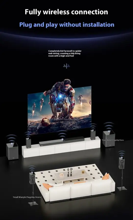Echo Wall Berlin Sound LCD TV with Dynamic Microphone Metal Home Theater Karaoke Speaker External Audio Projector — view 3
