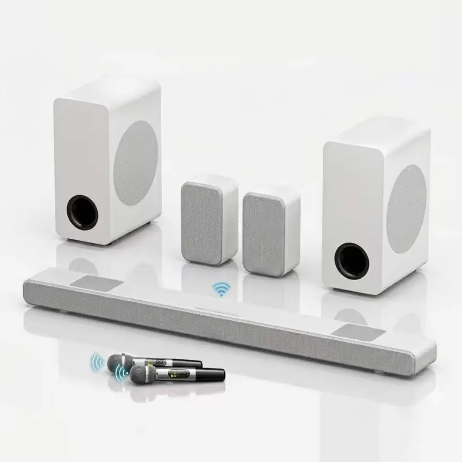 Factory Price for 5.0 Wireless Subwoofer 5.2 Channel Home Theater Audio System Wood Design 6 Speakers Karaoke Features — view 1