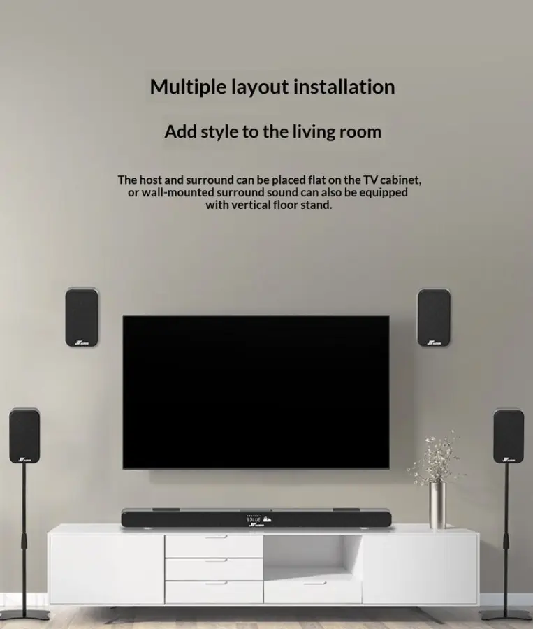 Factory Price for 5.0 Wireless Subwoofer 5.2 Channel Home Theater Audio System Wood Design 6 Speakers Karaoke Features — image 3