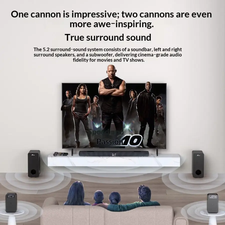 600W Wireless Subwoofer 8-Speaker 7.2-Channel High-Power Wood Home Theater System with Karaoke and TV Audio — image 3