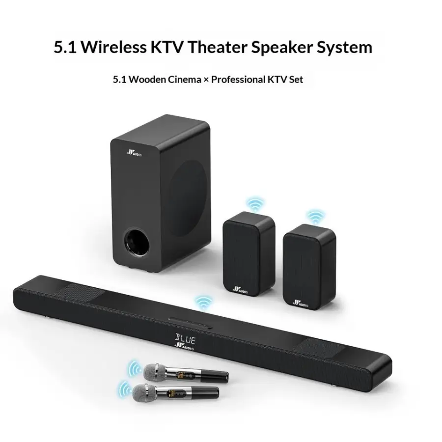 600W Wireless Subwoofer 8-Speaker 7.2-Channel High-Power Wood Home Theater System with Karaoke and TV Audio — image 4