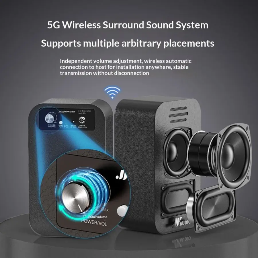 600W Wireless Subwoofer 8-Speaker 7.2-Channel High-Power Wood Home Theater System with Karaoke and TV Audio — image 5