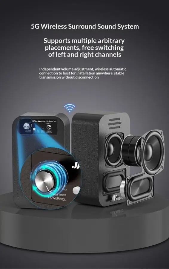 Black White High-Performance 5.1 Channel 6-Speaker Home Theater Audio System Powerful Subwoofer for 5.0 Wireless for — image 4