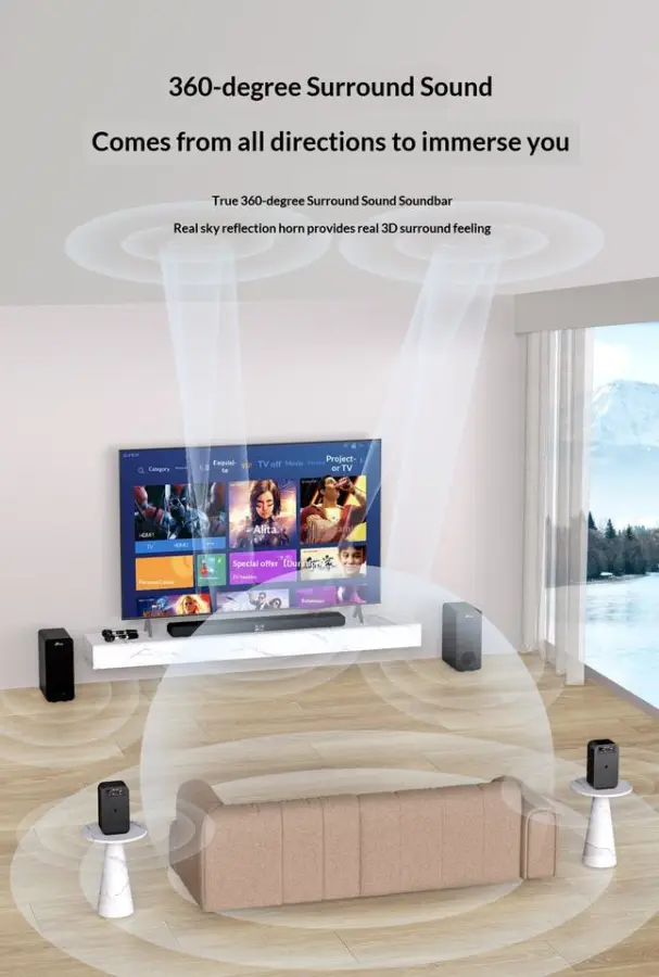 Factory New 360W High-power 6-Piece Wood Wireless for 5.0 for Speaker TV System Subwoofer Surround Sound 2.2 Home Theater — image 5