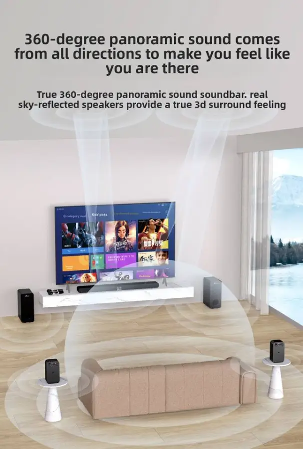 JY AUDIO 4.1 CH Surround Sound TV Speakers Soundbar With Wired Subwoofer for 5.1 Home Audio System — image 4