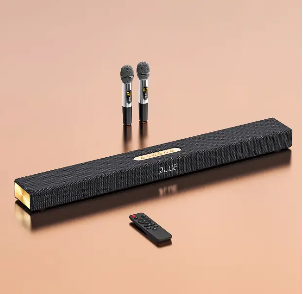 High-quality Wooden Soundbar TV Audio System 2.1 8 Speakers Home Theater Karaoke Speaker Wireless Microphone Wireless Subwoofer — image 3